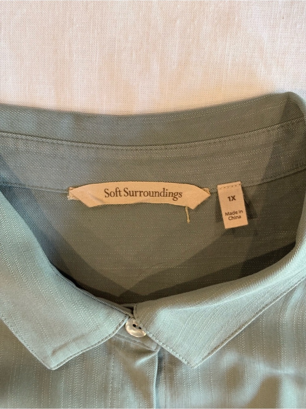 Soft Surroundings Je Veux TENCEL Light Sage Button-Up Shirt - Picture 3 of 7